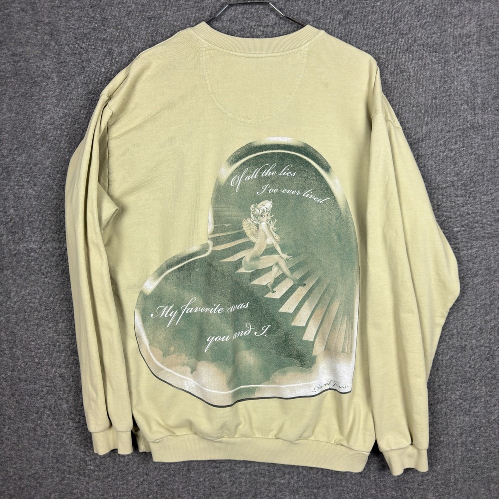 Boys Lie Sweatshirt Womens OS Beige Graphic Angel Streetwear Grunge Pullover USA